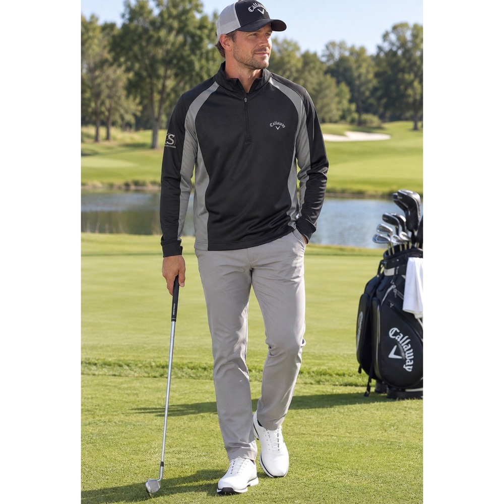 Callaway Quarter Zip Pullover Men's XL Black Gray Colorblock Golf Top